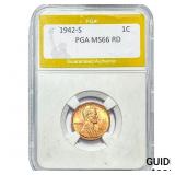 1942-S Wheat Cent PGA MS66 RD
