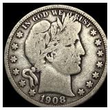 1908-D Silver Barber Half Dollar LIGHTLY CIRCULATE