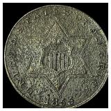 1855 Silver Three-Cent Piece NEARLY UNCIRCULATED