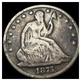 1875 Seated Liberty Half Dollar ABOUT UNCIRCULATED