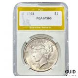 1924 Silver Peace Dollar PGA MS66