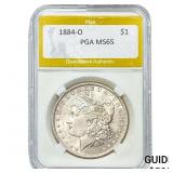 1884-O Morgan Silver Dollar PGA MS65