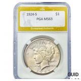 1924-S Silver Peace Dollar PGA MS63