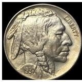1937-S Nickel Five Cents Buffalo GEM BU