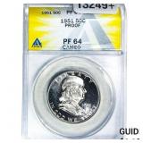 1951 Franklin Half Dollar ANACS PF64 Cameo