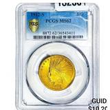 1912-S $10 Gold Eagle PCGS MS62