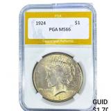 1924 Silver Peace Dollar PGA MS66