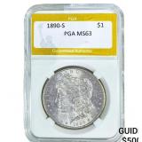 1890-S Morgan Silver Dollar PGA MS63