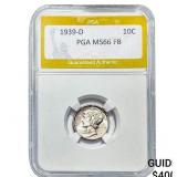 1939-D Mercury Silver Dime PGA MS66 FB