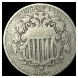 1869 Shield Nickel LIGHTLY CIRCULATED