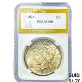 1924 Silver Peace Dollar PGA MS66
