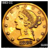 1883-CC $5 Gold Half Eagle UNCIRCULATED