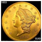 1853 $20 Gold Double Eagle CHOICE BU