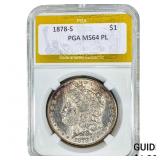 1878-S Morgan Silver Dollar PGA MS64 PL