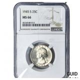 1945-S Washington Silver Quarter NGC MS66
