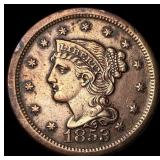 1853 Braided Hair Large Cent CLOSELY  UNCIRCULATE