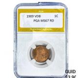1909 VDB Wheat Cent PGA MS67 RD