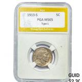 1913-S Buffalo Nickel PGA MS65 Type 1