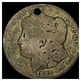 1890 Silver Morgan Dollar (holed) HIGH GRADE