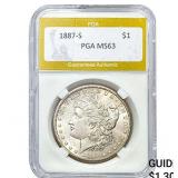 1887-S Morgan Silver Dollar PGA MS63