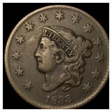 1833 BN Coronet Head Large Cent CLOSELY UNCIRCULAT