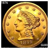1876 $2.50 Gold Quarter Eagle CHOICE BU