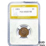 1901 Indian Head Cent PGA MS65 RB