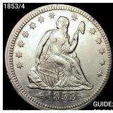 1853/4 Seated Liberty Quarter UNCIRCULATED