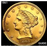 1861 $2.50 Gold Quarter Eagle CHOICE BU