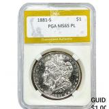 1881-S Morgan Silver Dollar PGA MS65 PL