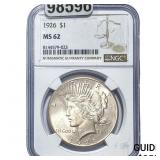 1926 Silver Peace Dollar NGC MS62