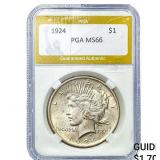 1924 Silver Peace Dollar PGA MS66