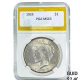 1935 Silver Peace Dollar PGA MS65