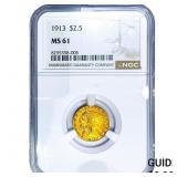 1913 $2.50 Gold Quarter Eagle NGC MS61