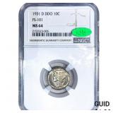 1931-D CAC Mercury Silver Dime NGC MS64 DDO FS-101