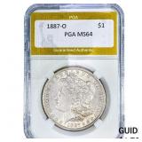 1887-O Morgan Silver Dollar PGA MS64