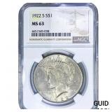 1922-S Silver Peace Dollar NGC MS63