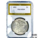 1892 Morgan Silver Dollar PGA MS64