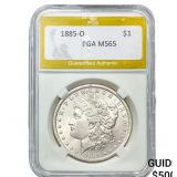 1885-O Morgan Silver Dollar PGA MS65