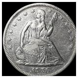 1859 Silver Seated Liberty Half Dollar CHOICE  AU