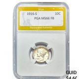 1916-S Mercury Silver Dime PGA MS66 FB