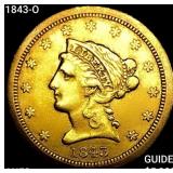1843-O $2.50 Gold Quarter Eagle CHOICE AU