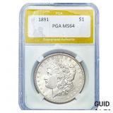1891 Morgan Silver Dollar PGA MS64