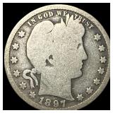 1897-S Barber Silver Quarter NICELY CIRCULATED