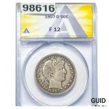 1907-D Barber Half Dollar ANACS F12