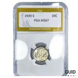 1939-S Mercury Silver Dime PGA MS67