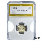 1941 Mercury Silver Dime PGA MS67 FB