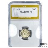 1928 Mercury Silver Dime PGA MS67 FB