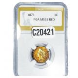 1875 Indian Head Cent PGA MS65 Red