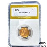 1940 Wheat Cent PGA MS67 RD